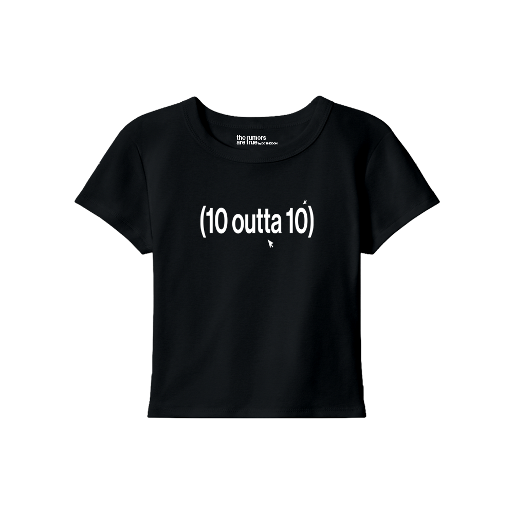 10 OUTTA 10 CROP TEE BLK